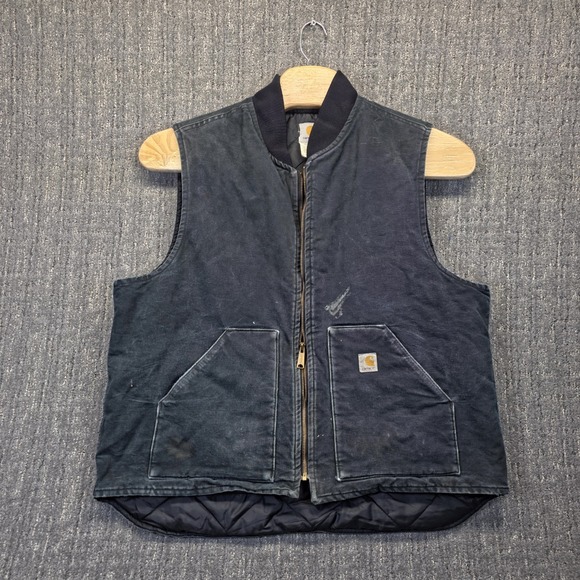 Vintage Carhartt V01 BLK Vest Mens 2XL Tall Thrashed Distressed Broken Zip Read